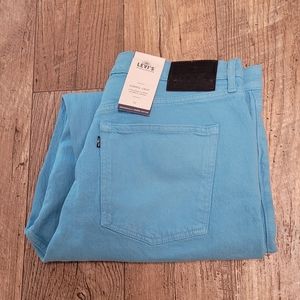 Rare Levi's organic cotton Barrel crop Jeans 31x25 31 Blue Ankle leg